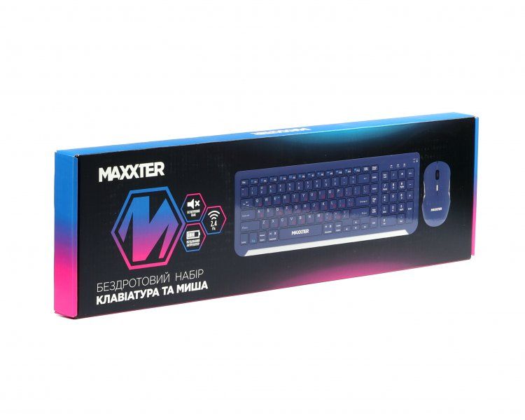 Комплект (клавіатура, миша) бездротовий Maxxter Dark Blue (KMS-WCM-01BL-UA)