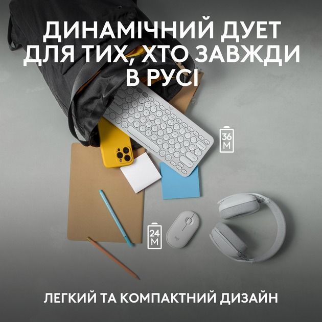 Комплект (клавиатура, мышь) беспроводной Logitech Pebble 2 Combo White (920-012240)