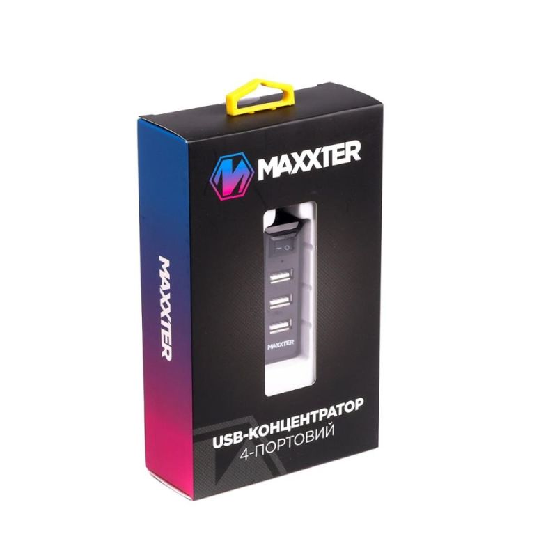 USB-хаб Maxxter 4 ports (HU2A-4P-AC-03)