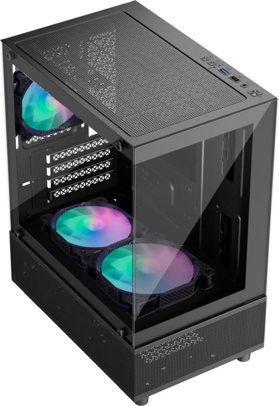 Корпус 1stPlayer Black без БП (Mi2-A-BK-2F7R-1F7)