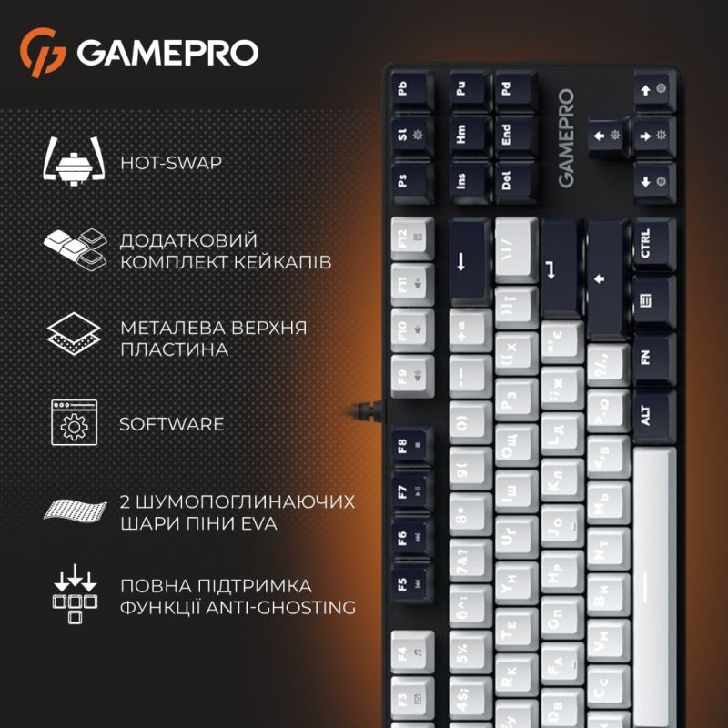 Клавиатура GamePro Genesis Metallic Outemu Red Swithes USB Black (MK110B)