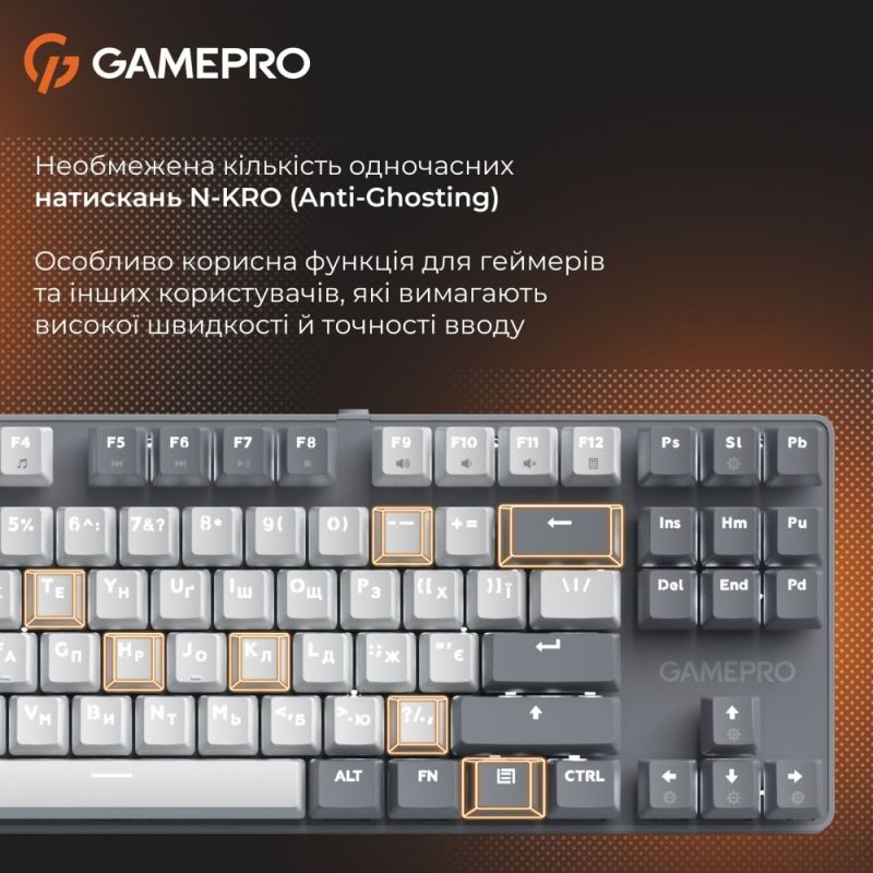 Клавіатура GamePro Genesis Metallic Outemu Red Swithes USB Gray (MK110G)