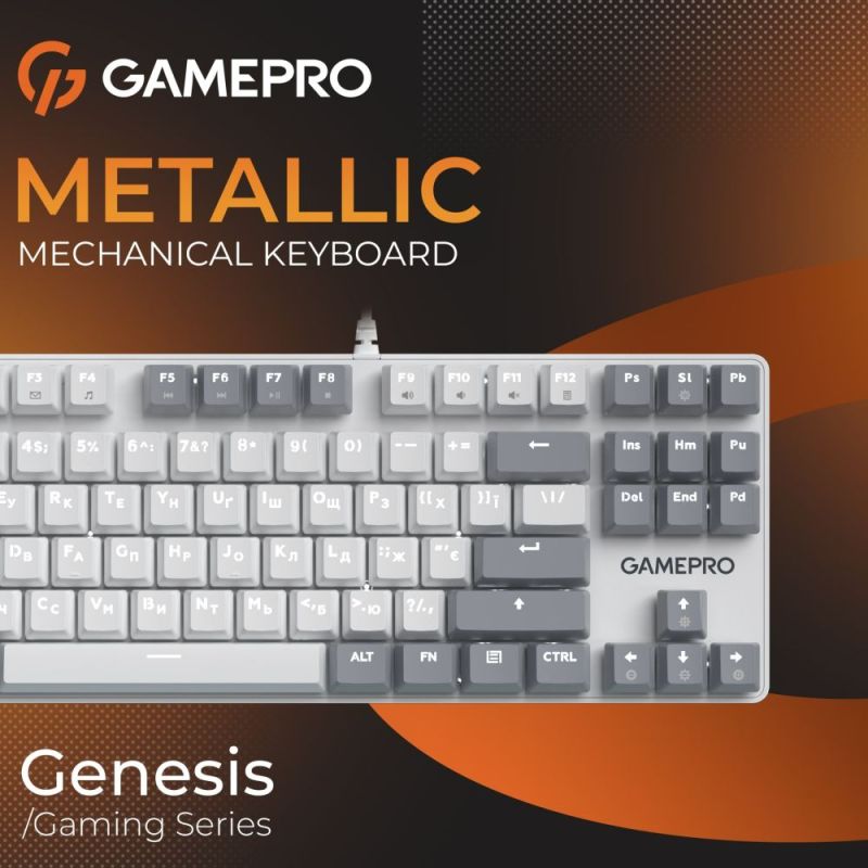 Клавіатура GamePro Genesis Metallic Outemu Red Swithes USB White (MK110W)