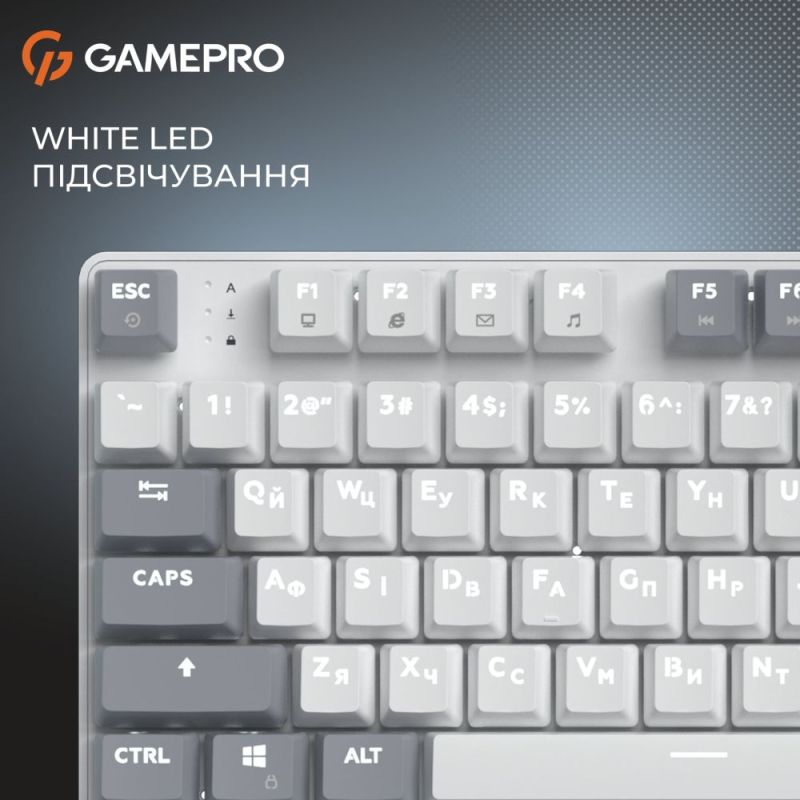 Клавіатура GamePro Genesis Metallic Outemu Red Swithes USB White (MK110W)