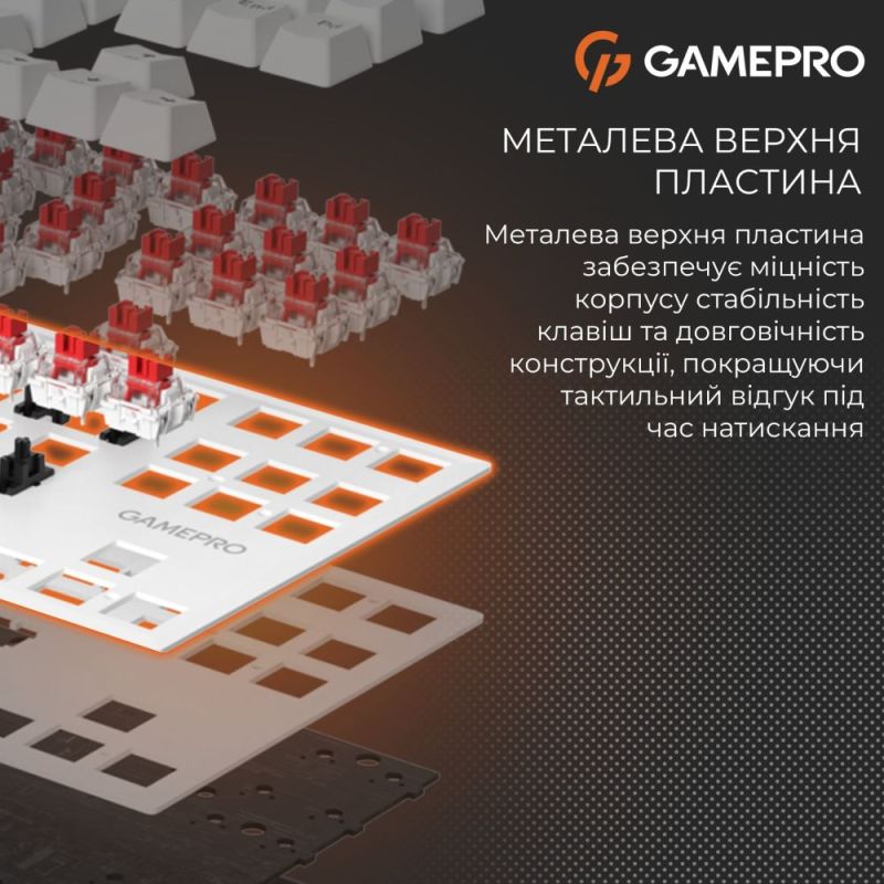 Клавиатура GamePro Genesis Joker Outemu Red Swithes USB White (MK124W)