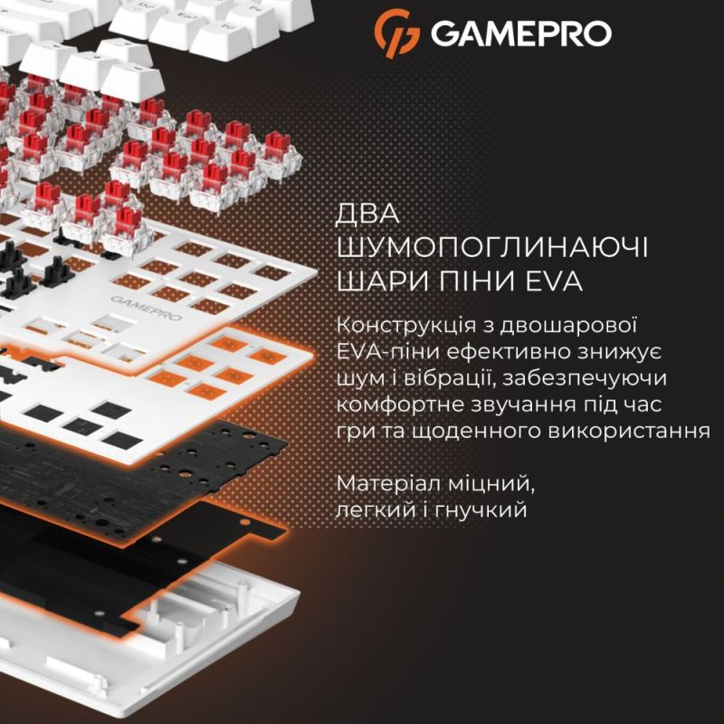 Клавиатура GamePro Genesis Joker Outemu Red Swithes USB White (MK124W)
