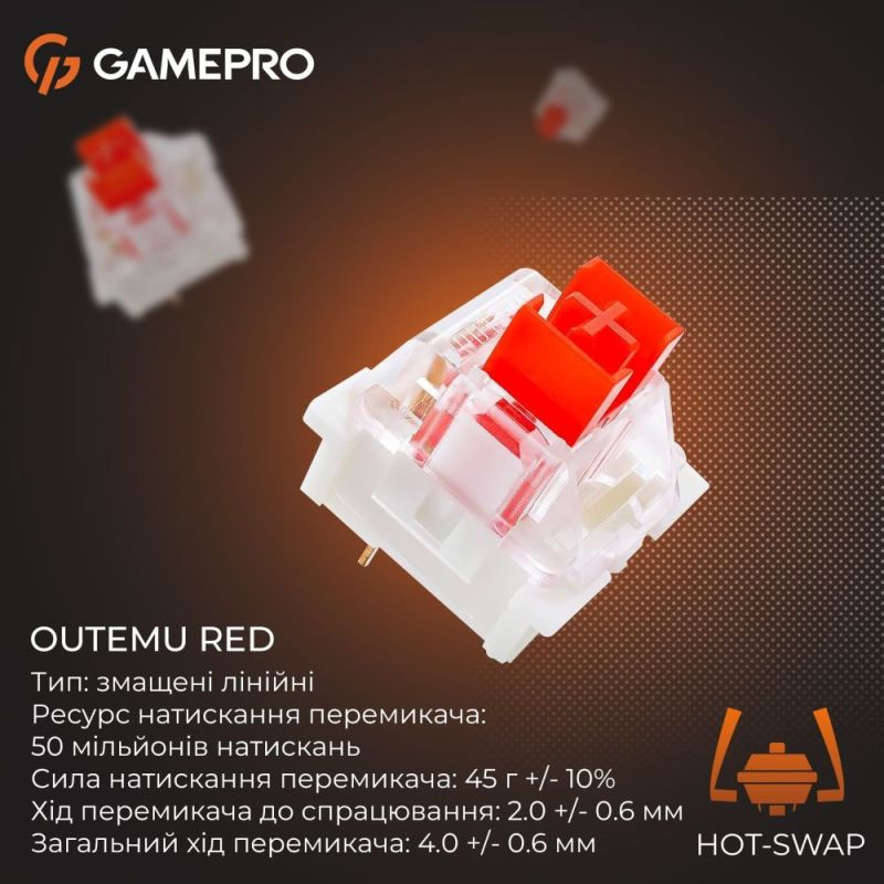 Клавиатура GamePro Genesis Joker Outemu Red Swithes USB White (MK124W)