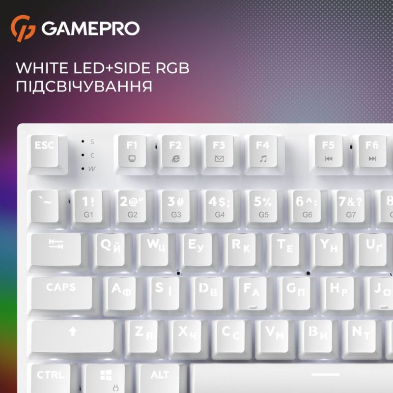 Клавиатура GamePro Genesis Joker Outemu Red Swithes USB White (MK124W)