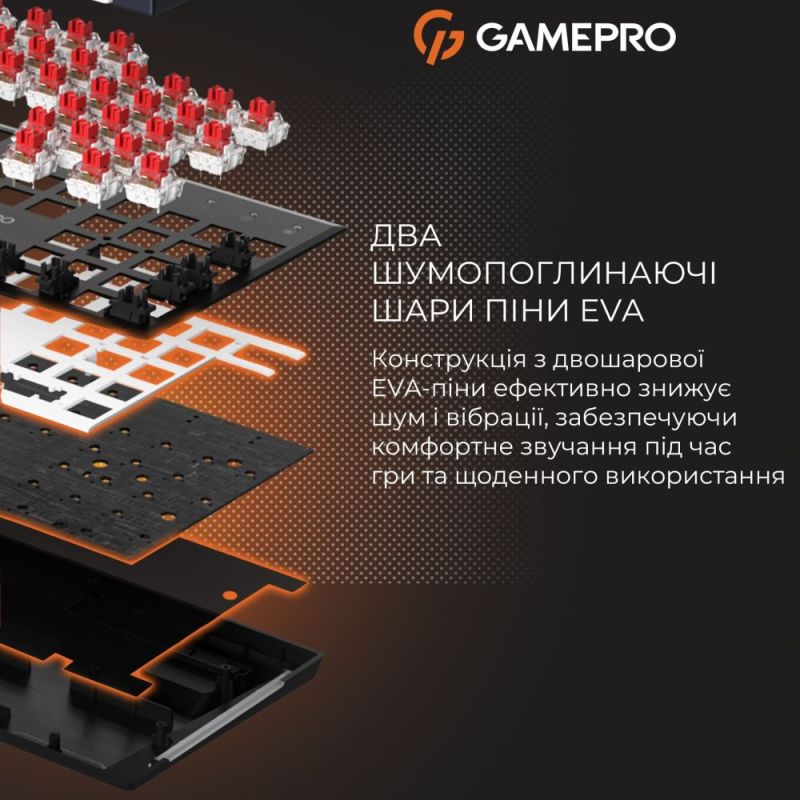 Клавіатура GamePro Genesis Metallic Outemu Red Swithes USB Black (MK144B)