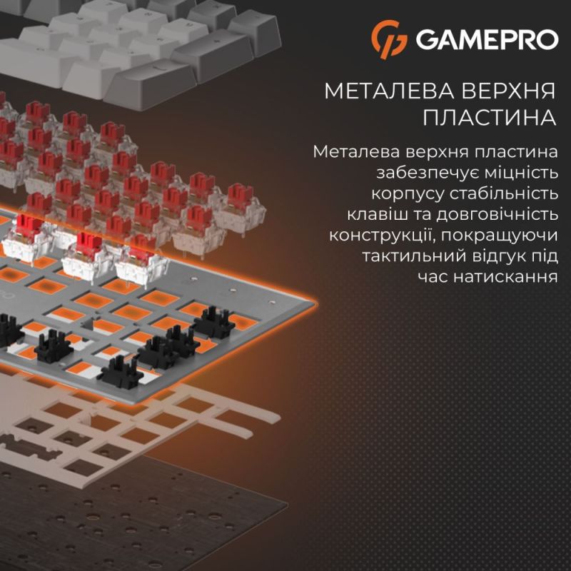 Клавіатура GamePro Genesis Metallic Outemu Red Swithes USB Gray (MK144G)