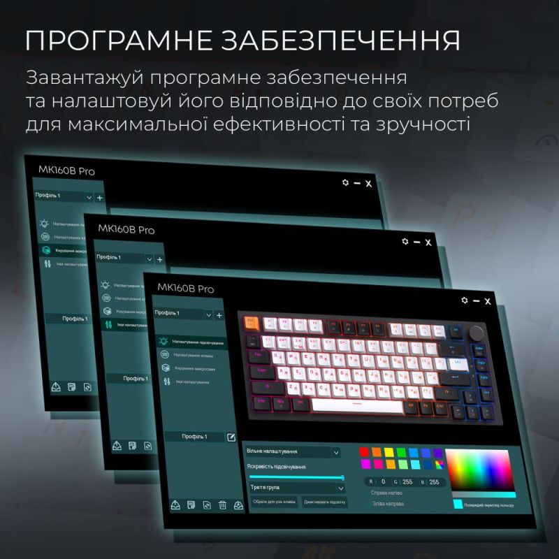 Клавіатура бездротова GamePro Asgard Valhalla QLAB Sakura Switch Black (MK160-B-QS-PRO)