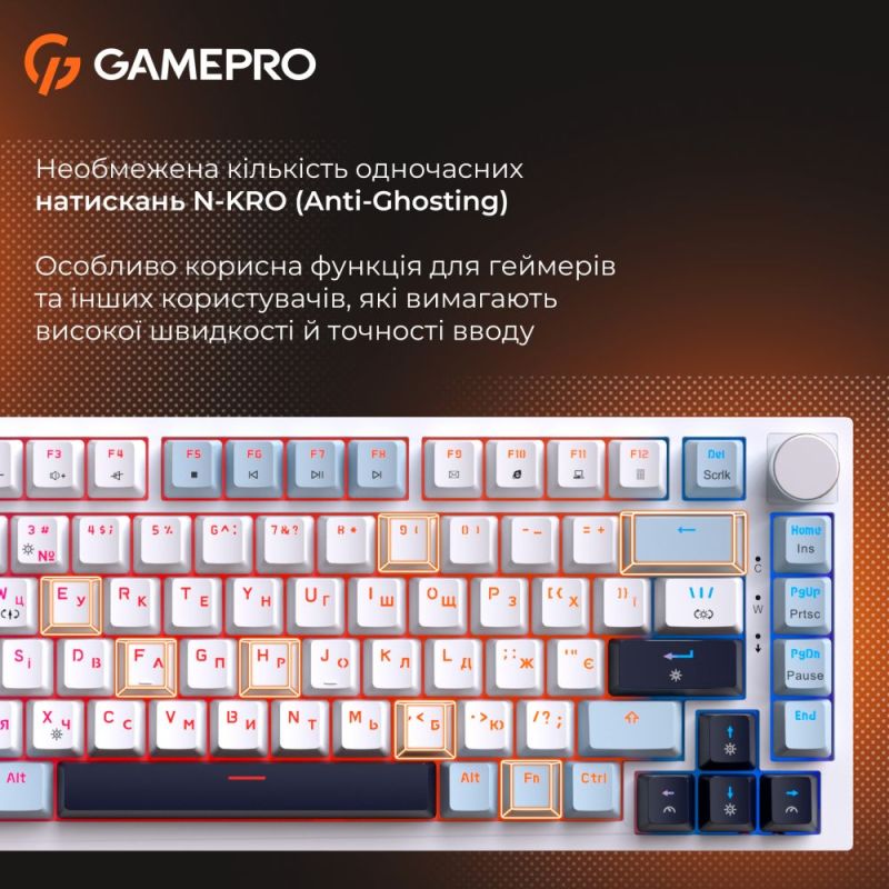 Клавиатура GamePro MK160 V2 Warden QLAB Sakura White (MK160-V2-BL-QS)