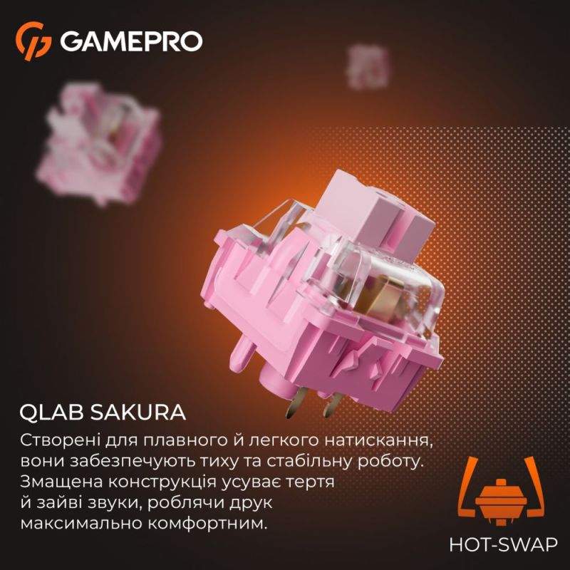 Клавиатура GamePro MK160 V2 Warden QLAB Sakura White (MK160-V2-BL-QS)