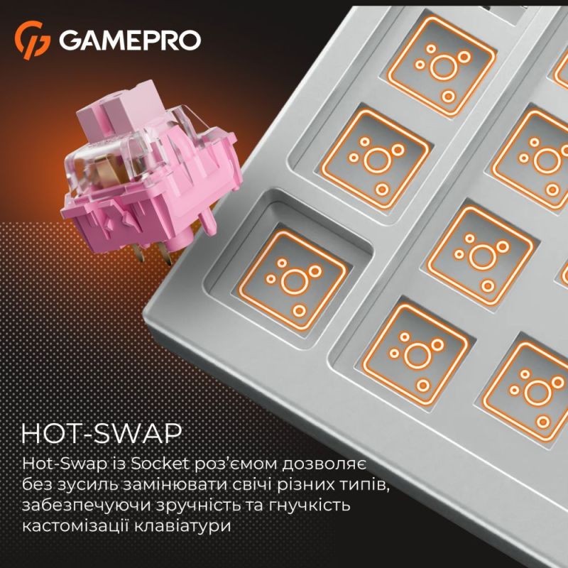 Клавиатура GamePro MK160 V2 Warden QLAB Sakura White (MK160-V2-BL-QS)