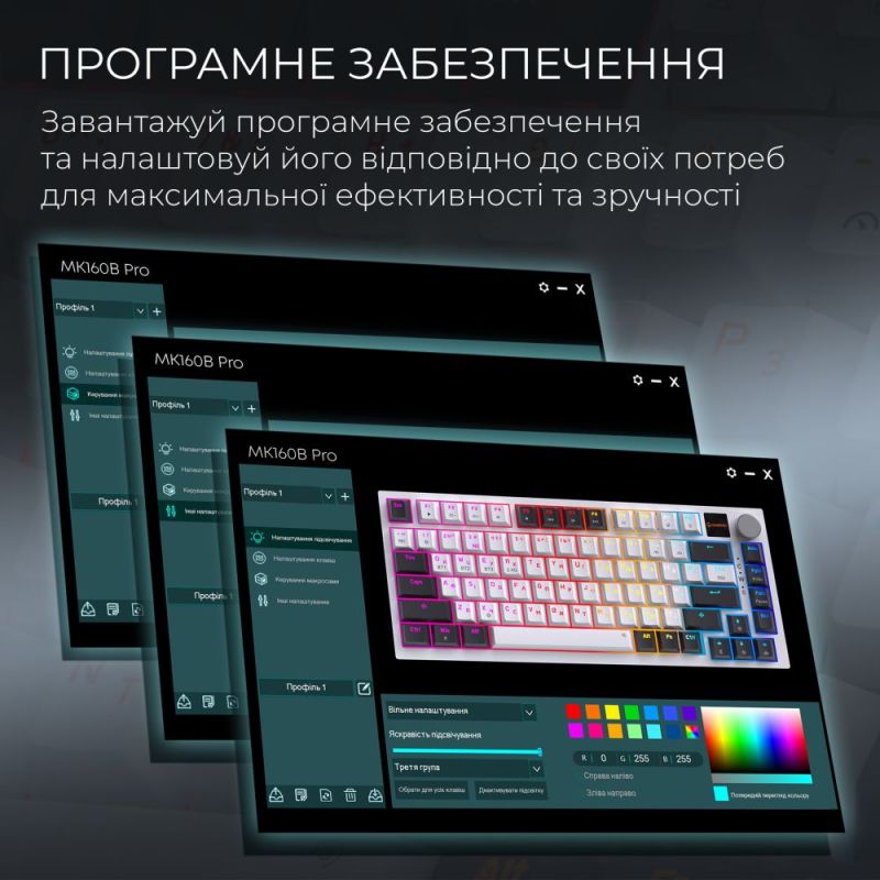 Клавиатура беспроводная GamePro Asgard Valhalla QLAB Sakura Switch White With Display (MK160-W-D-QS-PRO)