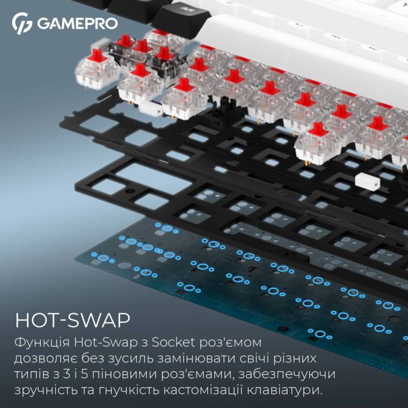 Клавіатура бездротова GamePro Asgard Valhalla White (MK210W Pro)