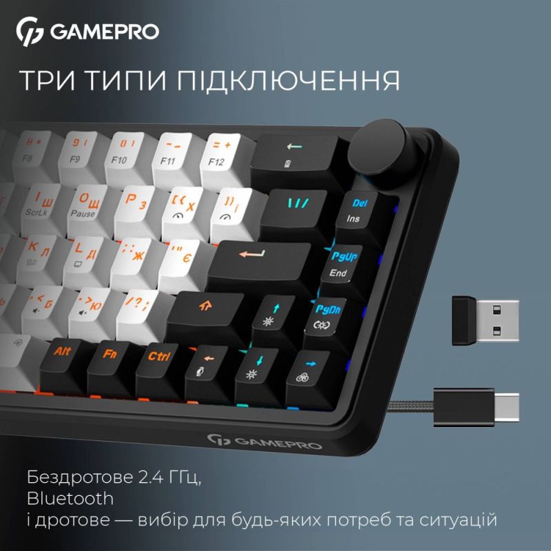 Клавіатура бездротова GamePro Asgard Valhalla White (MK210W Pro)