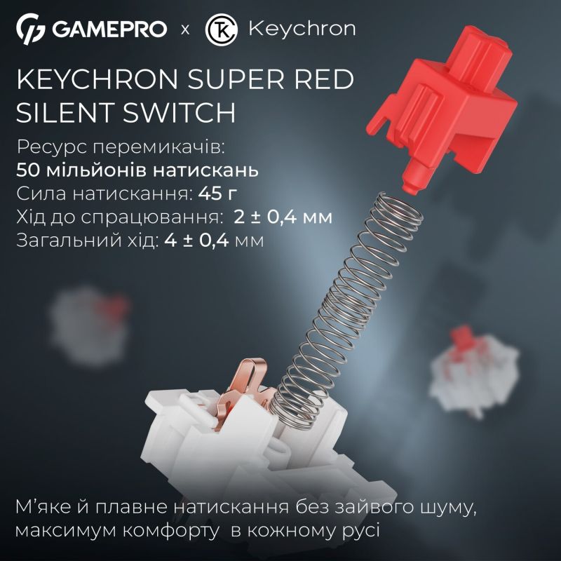 Клавиатура беспроводная GamePro Asgard Yord Keychron Super Red Switch White (MK266WH)