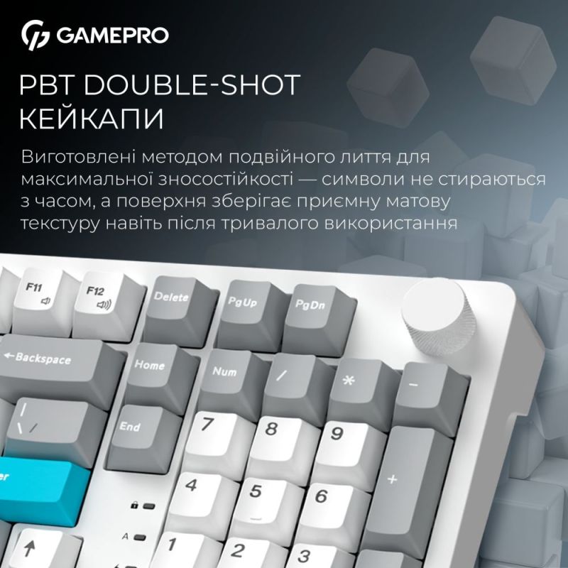 Клавіатура бездротова GamePro Asgard Drakkar Keychron Super Red Switch White (MK305WH)