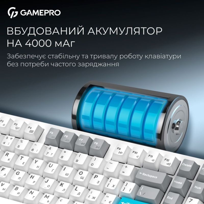 Клавіатура бездротова GamePro Asgard Drakkar Keychron Super Red Switch White (MK305WH)