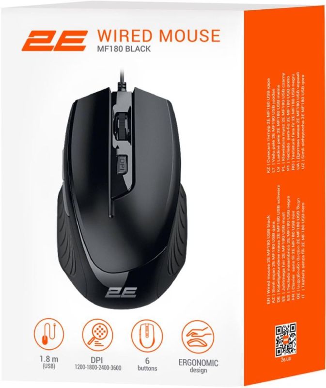 Мышь 2E MF180 USB Black (2E-MF180UB)