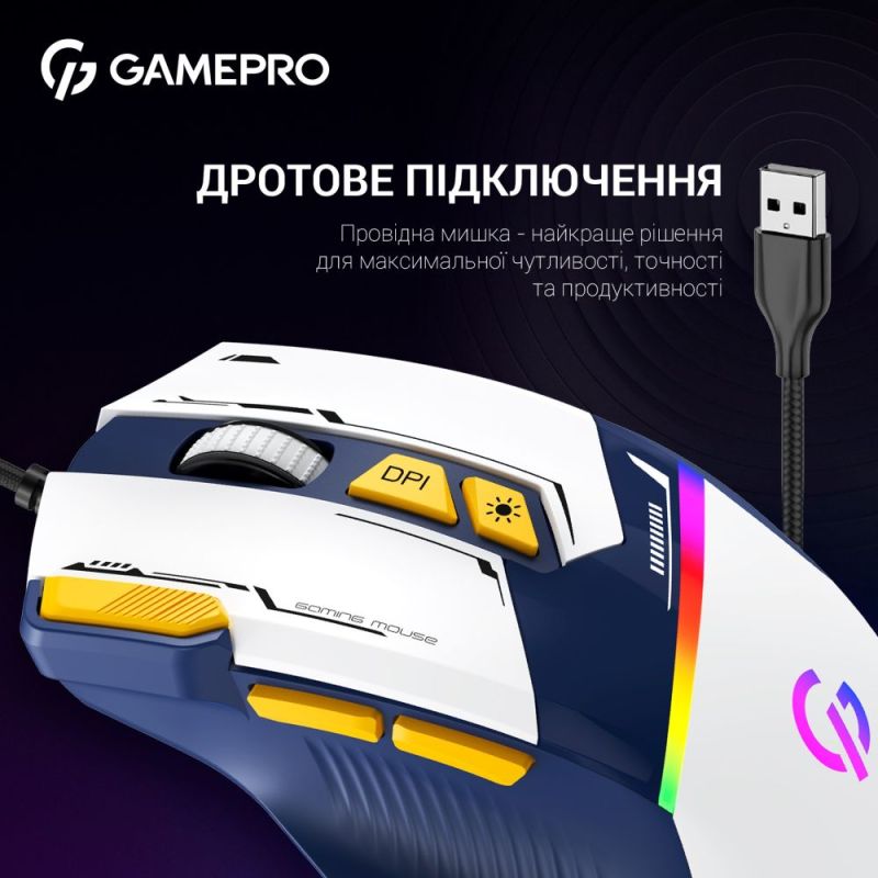 Миша GamePro Blue-White (GM300BL)