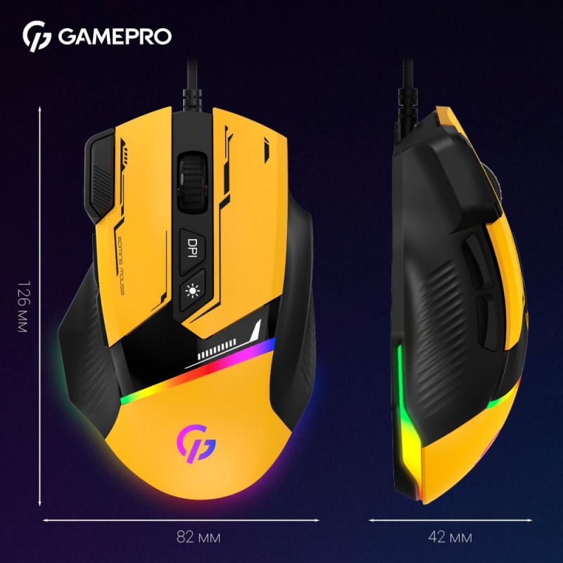 Миша GamePro GM300BL Yellow-Black (GM300Y)