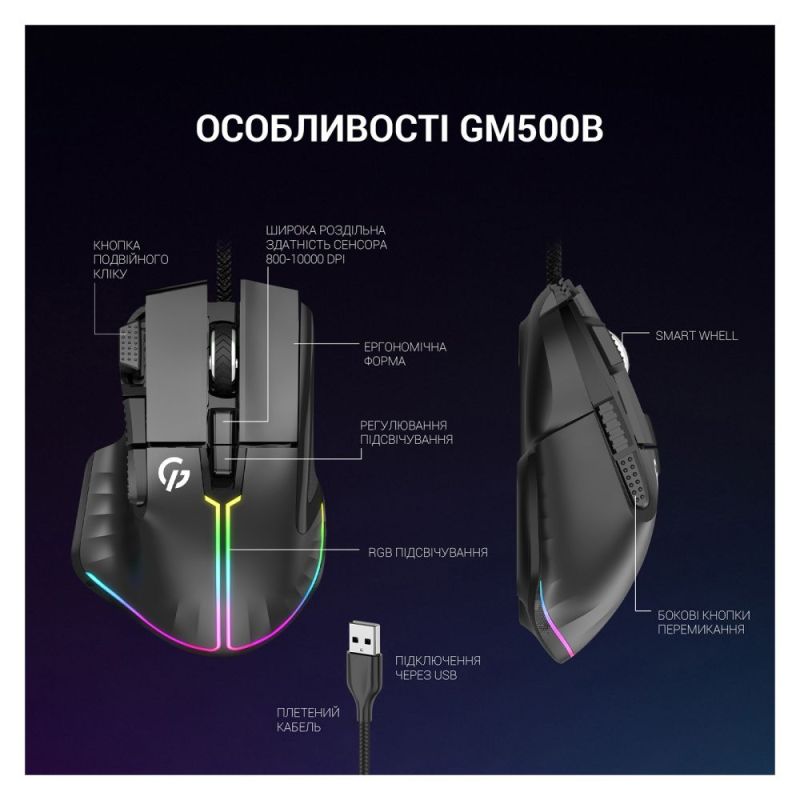 Миша GamePro Black  (GM500B)