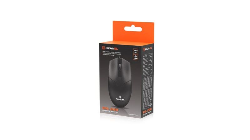 Миша REAL-EL RM-208 Black (EL123200030)