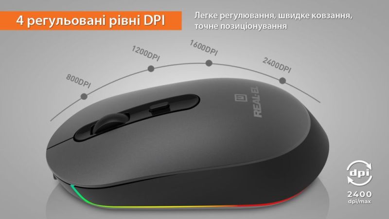 Миша бездротова REAL-EL RM-470W Dark Gray (EL123200049)
