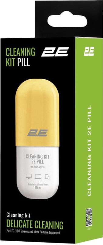 Набір для чищення 2E Pill LED/LCD + серветка 20х20 см White/Yellow (2E-SK140YW)