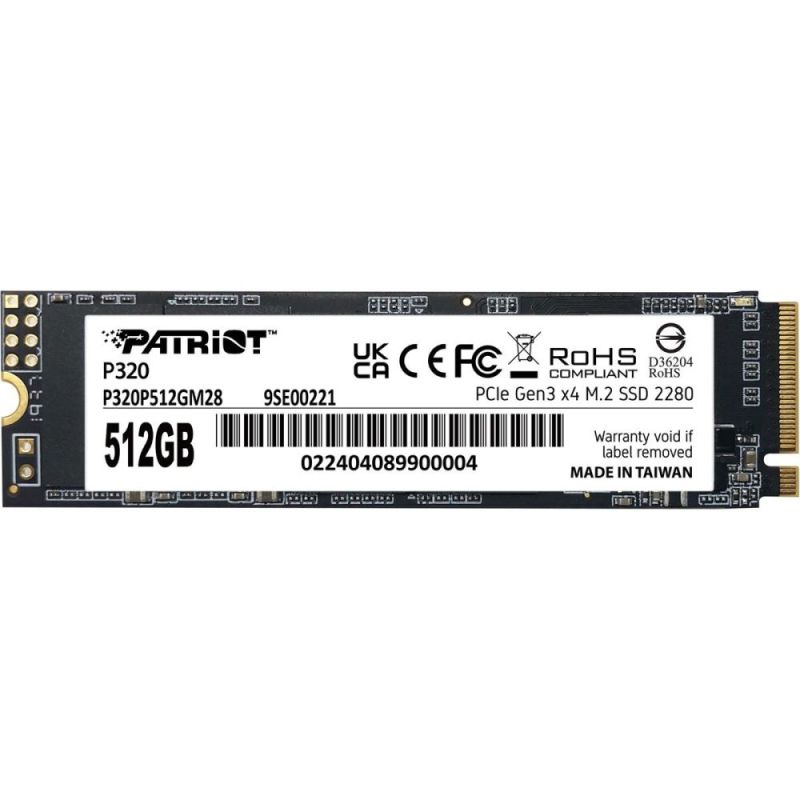 Накопитель SSD  512GB Patriot P320 M.2 2280 PCIe 3.0 x4 NVMe 3D NAND (P320P512GM28)