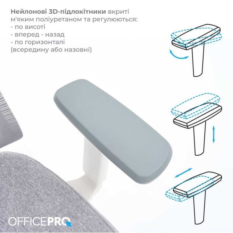 Кресло офисное OfficePro Elegant White/Light Gray (OC600-W-LG-LG)