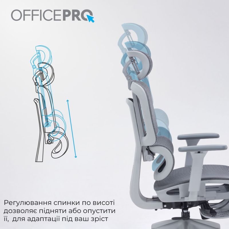 Кресло офисное Officepro Skyline Footrest Gray/Dark Gray (OC750-G-DG-DG)