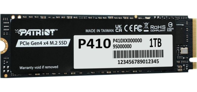 Накопитель SSD 1TB Patriot P410 M.2 2280 PCIe NVMe 4.0 x4 TLC (P410P1TBM28H)