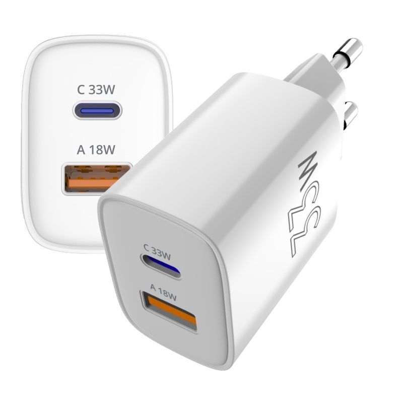Мережевий зарядний пристрій Sigma mobile X-power 33W GaN, PD, QC (1xUSB-C + 1xUSB-A) White (PS33-01)