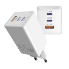 Мережевий зарядний пристрій Sigma mobile X-power 65W GaN, PD, QC (2xUSB-C + 1xUSB-A) White (PS65-01)