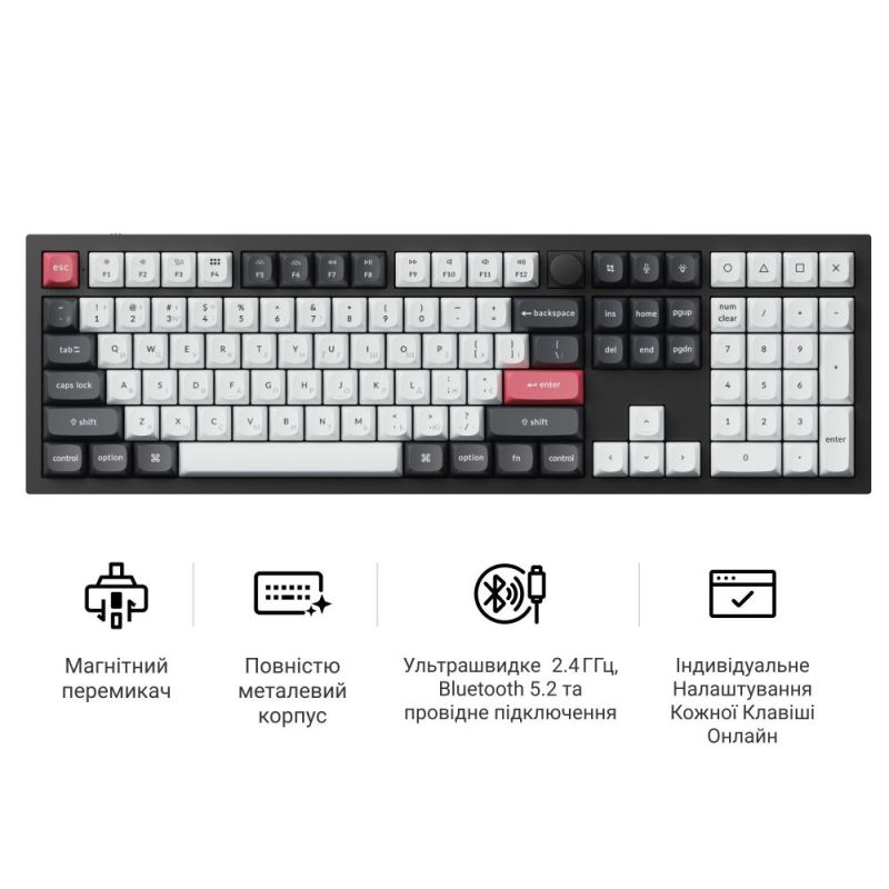 Клавиатура беспроводная Keychron Q6 HE Magnetic Switch Black RGB (Q6H-M1-UA)