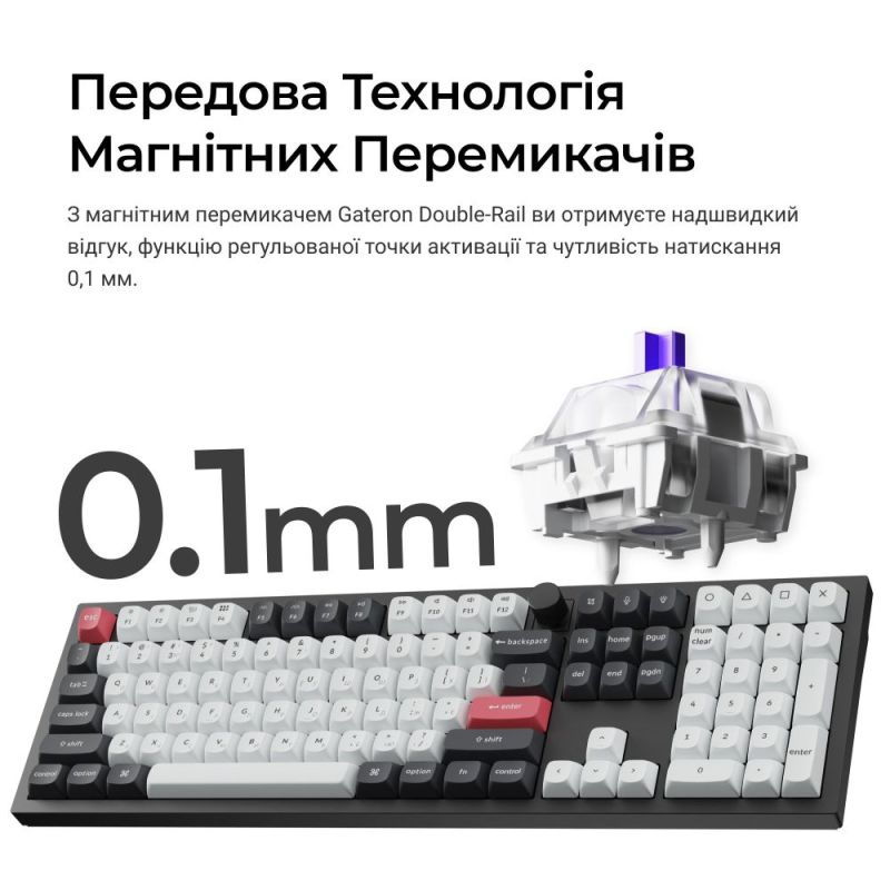 Клавиатура беспроводная Keychron Q6 HE Magnetic Switch Black RGB (Q6H-M1-UA)