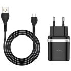 Мережевий зарядний пристрій Hoco C12Q (1USB, 3А) QC3.0 Black + кабель MicroUSB (S23567)
