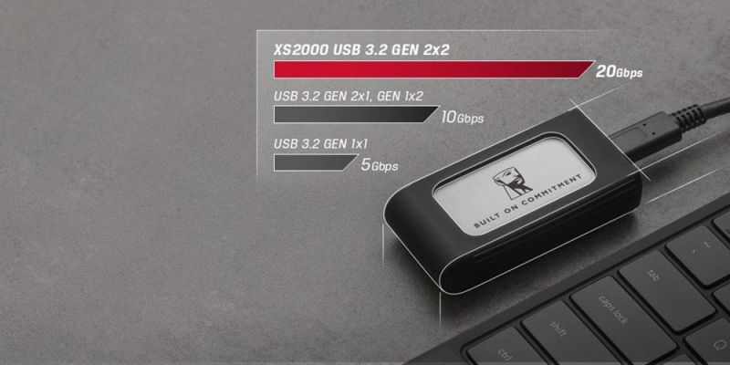 Накопитель внешний SSD Portable 1ТB Kingston XS2000 BoC Silver (SXS2000/1000GA)