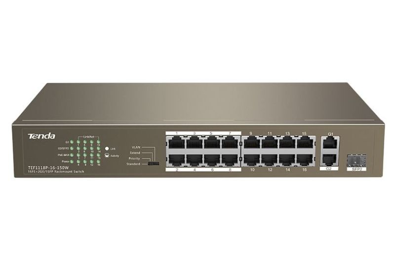 Комутатор Tenda (TEF1118P-16-150W)