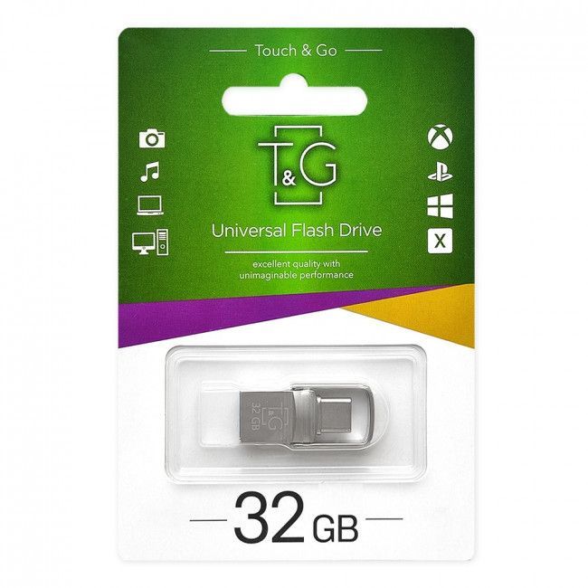 Флеш-накопитель USB 2.0 32GB Type-C T&G 104 Metal Series Silver (TG104TC-32G)