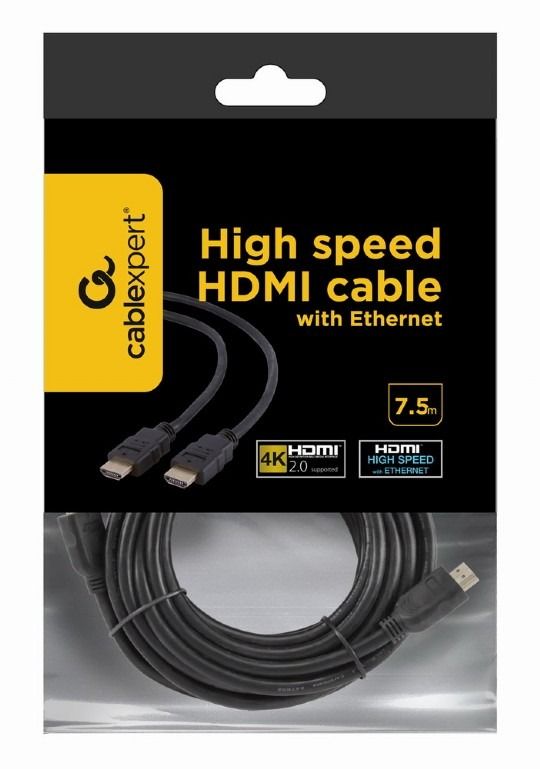 Кабель Cablexpert HDMI - HDMI V 1.4 (M/M), 7.5 м, чорний пакет (CC-HDMI4-7.5M)