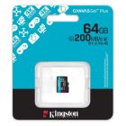 Карта памяти MicroSDXC   64GB UHS-I/U3 Class 10 Kingston Canvas Go! Plus R200/W200MB/s (SDCG4/64GBSP)