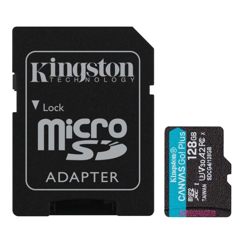 Карта пам`яті MicroSDXC 128GB UHS-I/U3 Class 10 Kingston Canvas Go! Plus R200/W200MB/s + SD-адаптер (SDCG4/128GB)