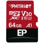 Карта памяти MicroSDXC 64GB UHS-I/U3 Class 10 Patriot EP A1 R90/W80MB/s + SD-adapter (PEF64GEP31MCX)