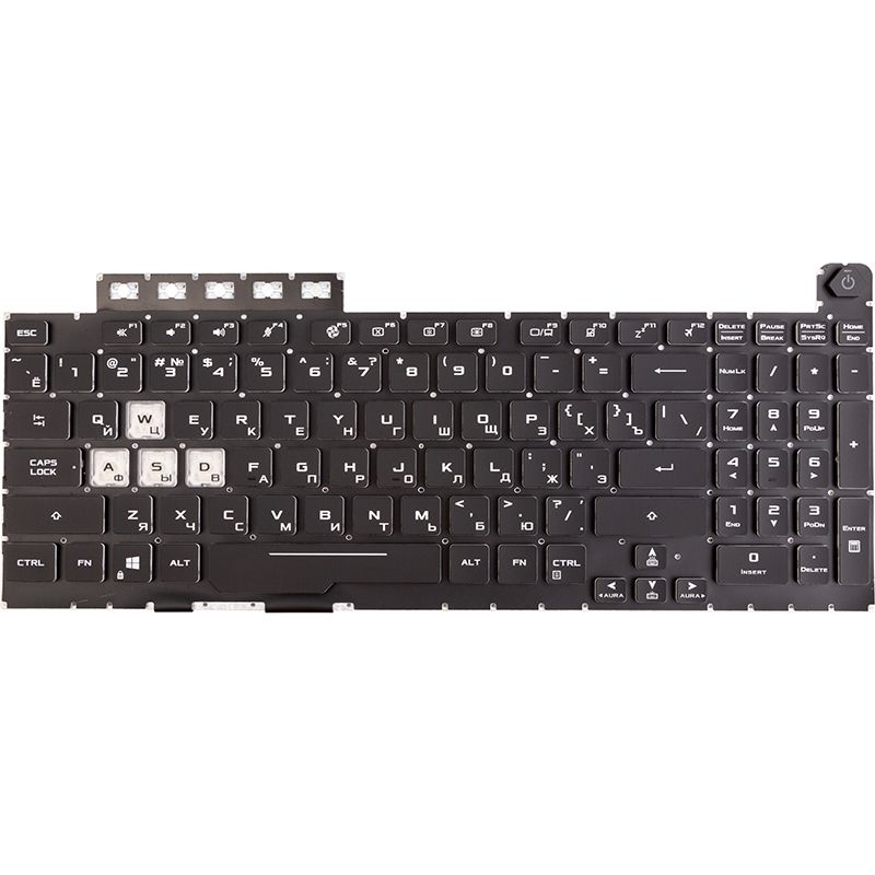 Клавіатура для ноутбука ASUS TUF Gaming A15 чорна, без фрейму, підсвітка (KB314959)