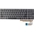 Клавиатура для ноутбука HP EliteBook 850 G5 черная, серый фрейм