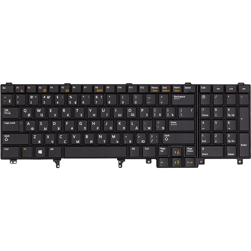 Клавиатура для ноутбука DELL Latitude E6520 черная, черный фрейм, подсветка